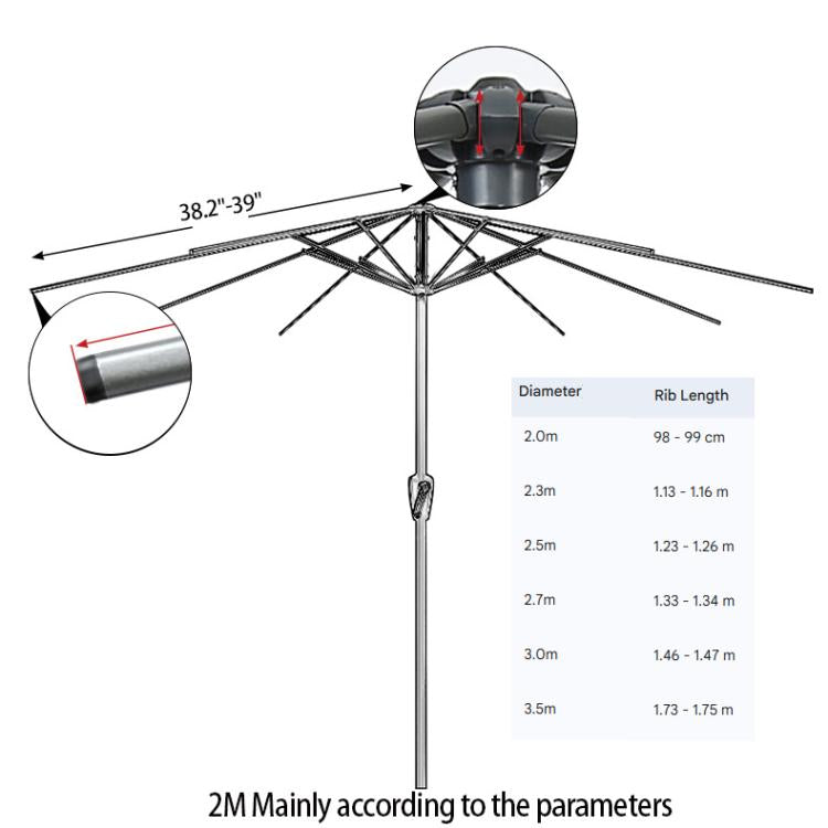 3.5m 8 Ribs Universal Patio Umbrella Replacement Canopy UV30+ Protective Waterproof Polyester Fabric