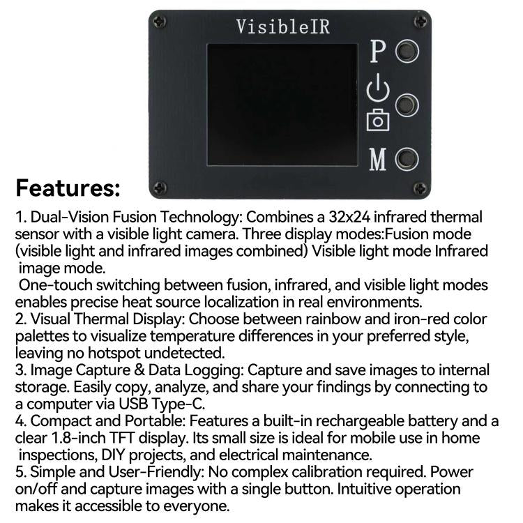 VisibleIR B18 Infrared-Visible Thermal Imager Camera - Black
