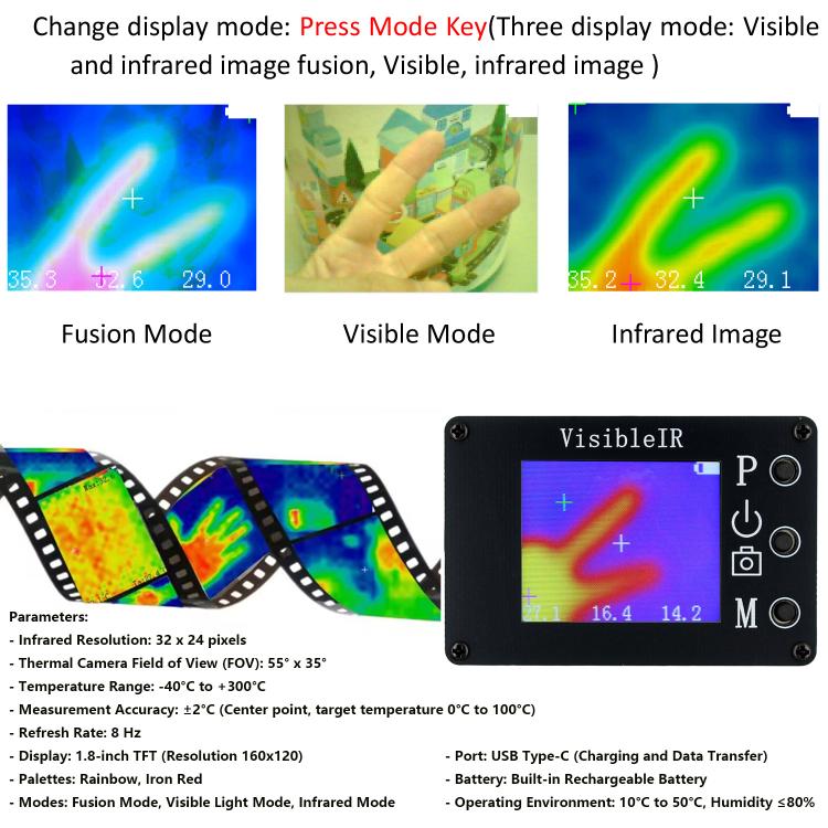 VisibleIR B18 Infrared-Visible Thermal Imager Camera - Black