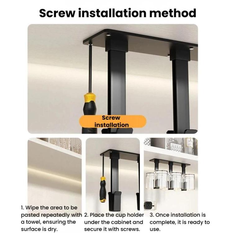 2pcs Wine Cabinet Hanging Cup Rack Upside Down Beer Glass Holder