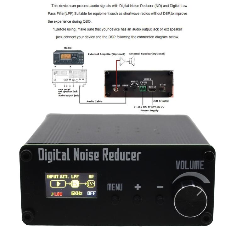 Digital Noise Suppressor  - NR With DSP Shortwave + Speaker - Black