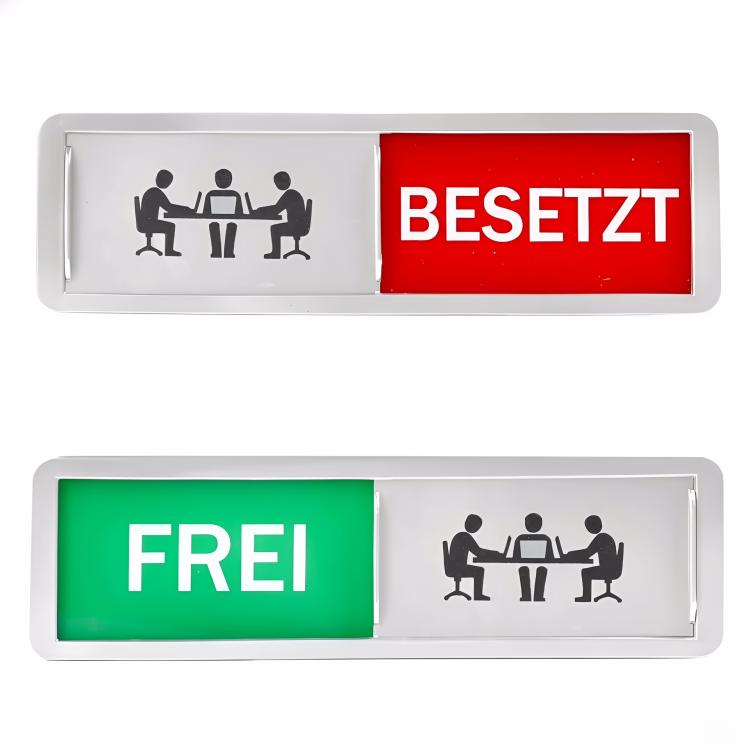 Magnet Privacy Sign for Office Door Sliding Indicator for Conference Room & Restroom, Vacant Occupied Sign Frei/Besetzt