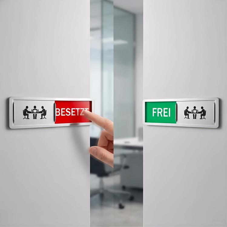 Magnet Privacy Sign for Office Door Sliding Indicator for Conference Room & Restroom, Vacant Occupied Sign WC Frei/Besetzt