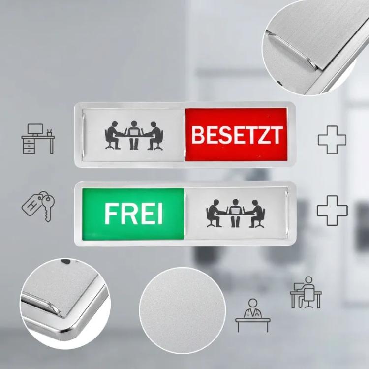 Magnet Privacy Sign for Office Door Sliding Indicator for Conference Room & Restroom, Vacant Occupied Sign WC Frei/Besetzt
