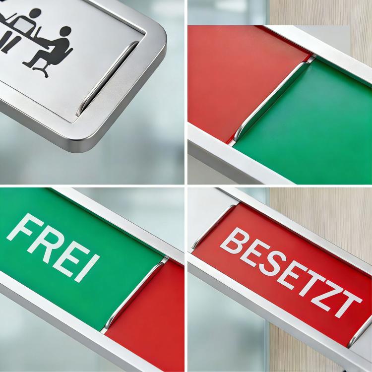 Magnet Privacy Sign for Office Door Sliding Indicator for Conference Room & Restroom, Vacant Occupied Sign WC Frei/Besetzt
