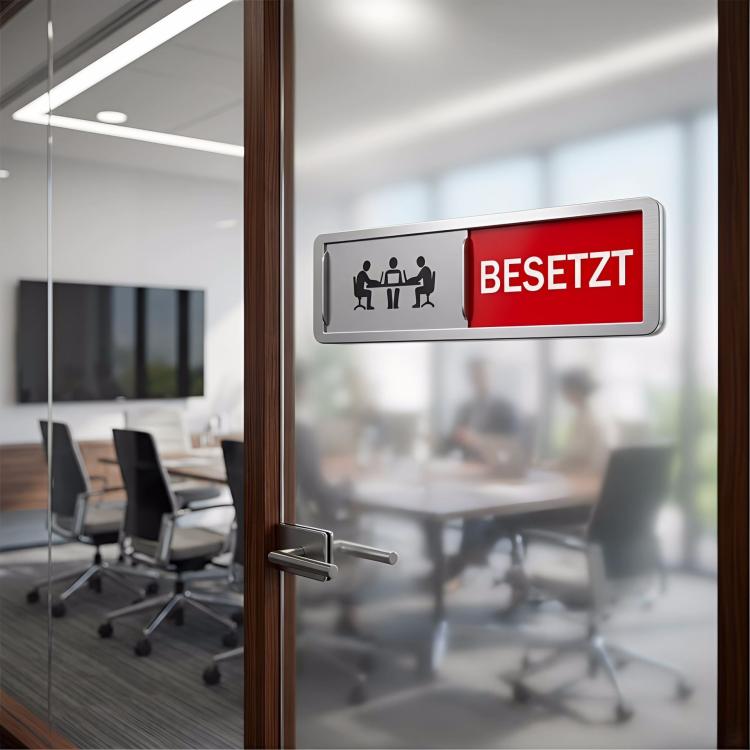Magnet Privacy Sign for Office Door Sliding Indicator for Conference Room & Restroom, Vacant Occupied Sign Frei/Besetzt