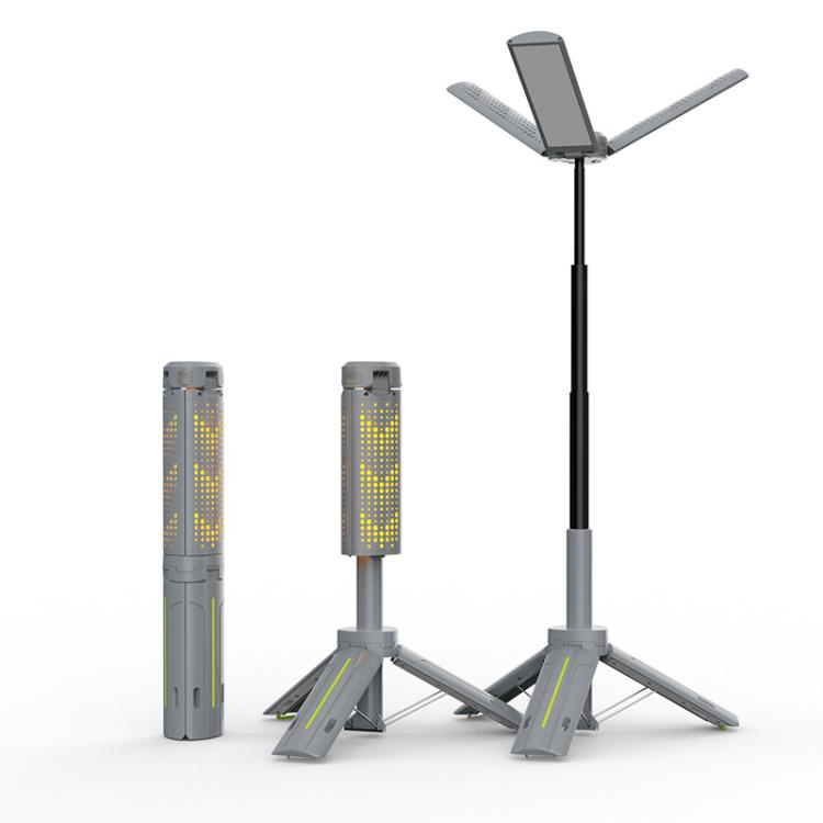 720 Degree Rotating Folding Outdoor Camping Lamp With Three-Leaf LED Blade - Gray