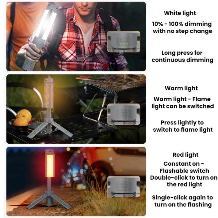 720 Degree Rotating Folding Outdoor Camping Lamp With Three-Leaf LED Blade - Gray