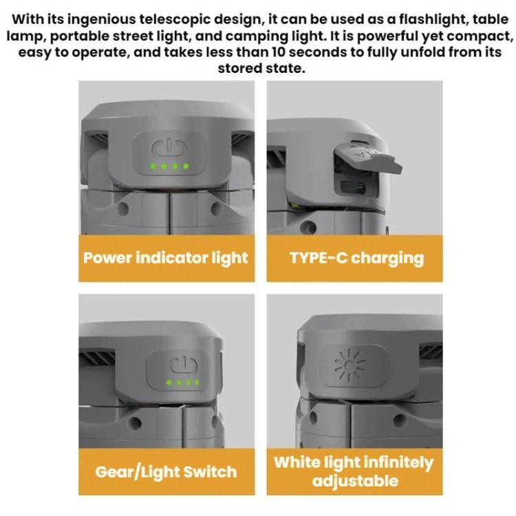 720 Degree Rotating Folding Outdoor Camping Lamp With Three-Leaf LED Blade - Gray