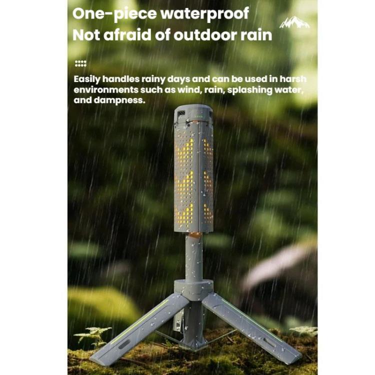 720 Degree Rotating Folding Outdoor Camping Lamp With Three-Leaf LED Blade - Gray