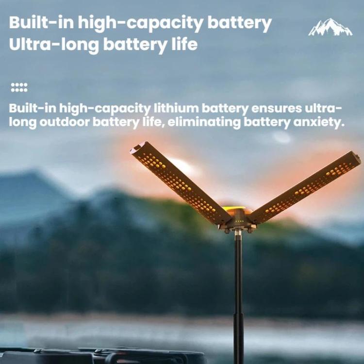 720 Degree Rotating Folding Outdoor Camping Lamp With Three-Leaf LED Blade - Gray