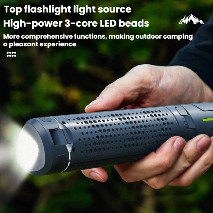 720 Degree Rotating Folding Outdoor Camping Lamp With Three-Leaf LED Blade - Gray