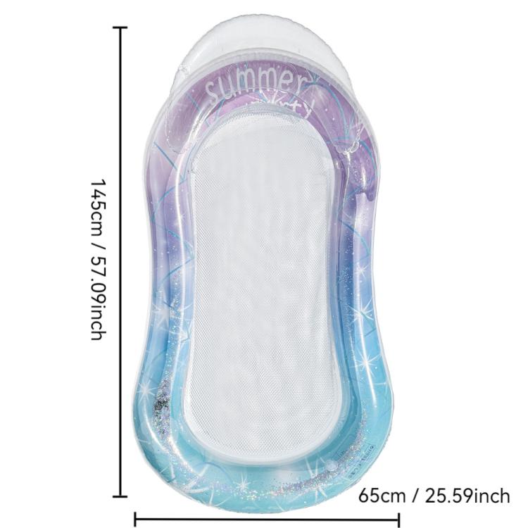 Inflatable Thickened Floating Bed Water Air Lounger, Style: Sequined Starry Blue