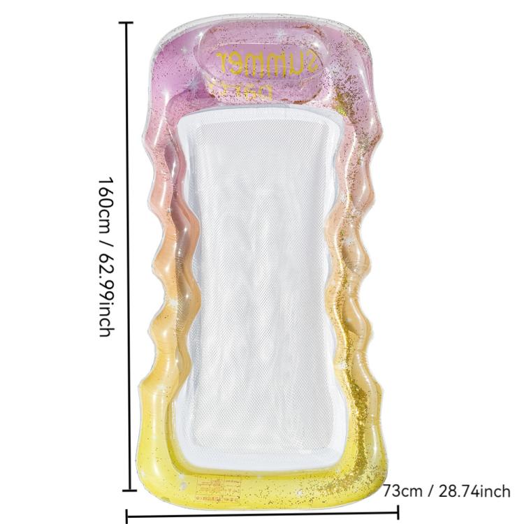 Inflatable Thickened Floating Bed Water Air Lounger, Style: Wavy Starry Sky Pink
