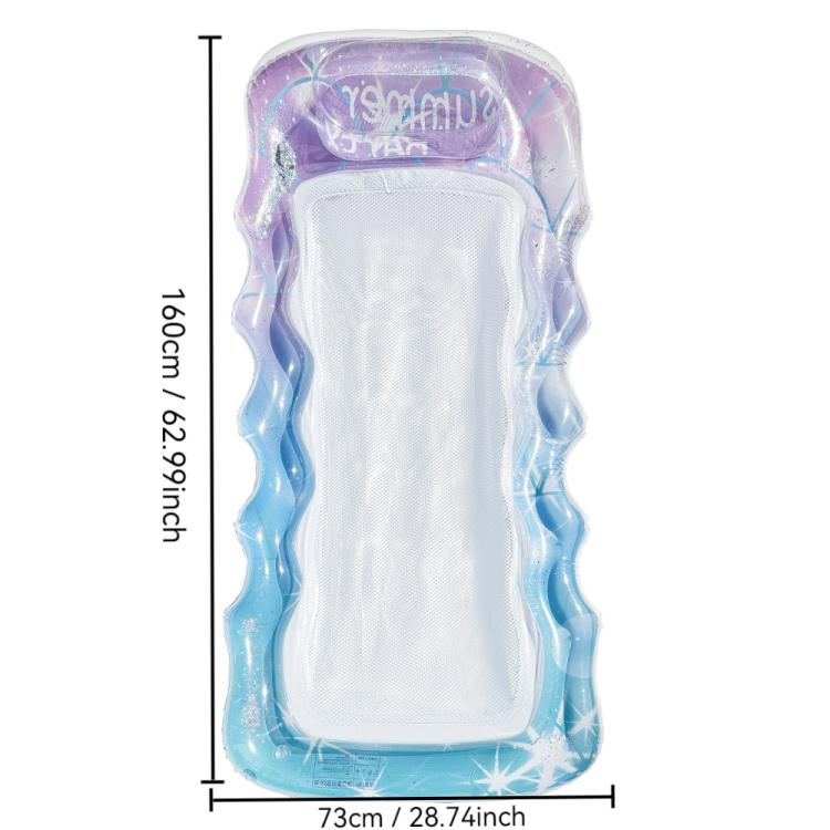 Inflatable Thickened Floating Bed Water Air Lounger, Style: Wavy Starry Sky Blue