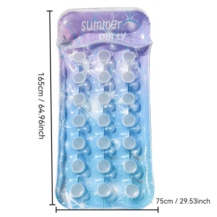 Inflatable Thickened Floating Bed Water Air Lounger, Style: Starry Blue Holes