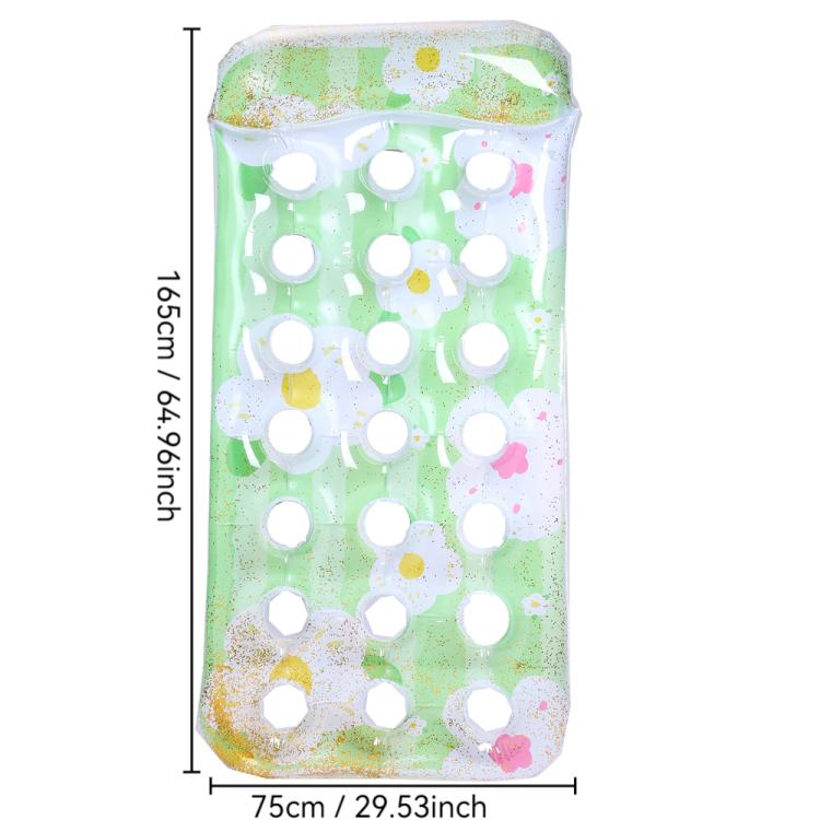 Inflatable Thickened Floating Bed Water Air Lounger, Style: Sequin Lime Blossom Holes