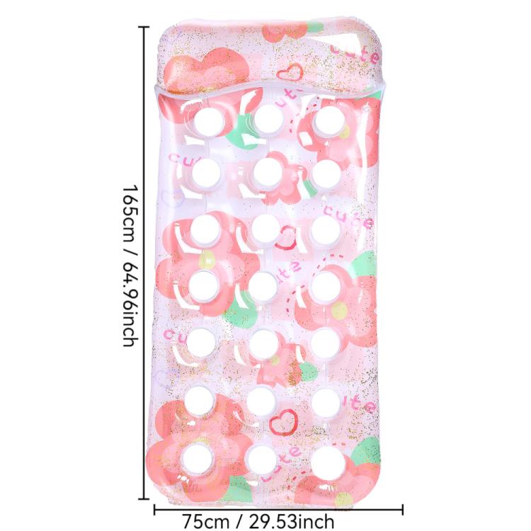 Inflatable Thickened Floating Bed Water Air Lounger, Style: Sequin Pink Flower Cupcake Holes