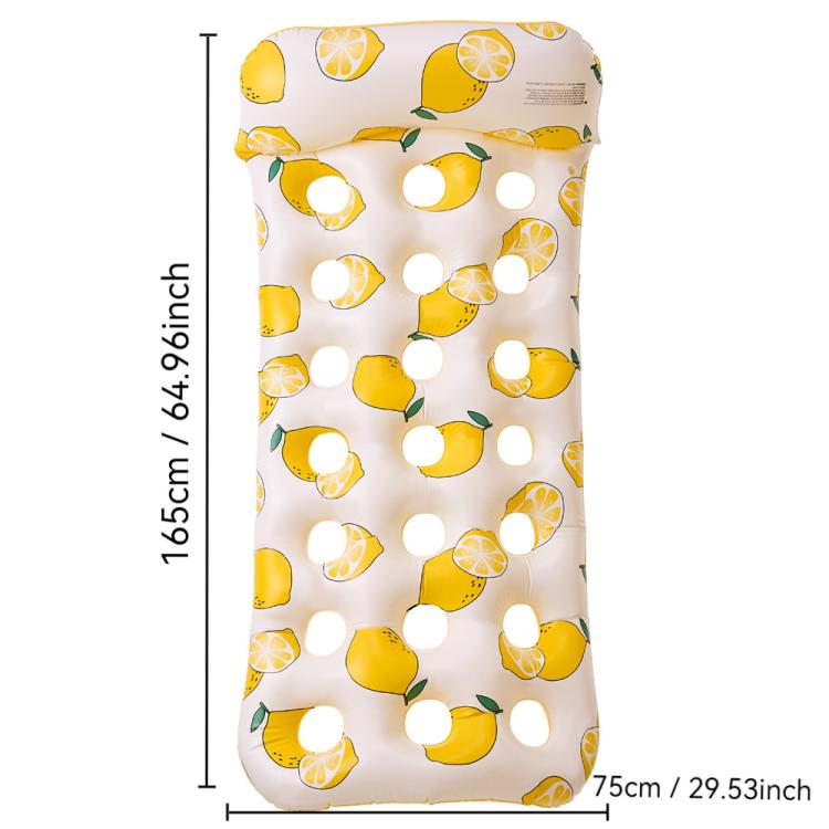Inflatable Thickened Floating Bed Water Air Lounger, Style: Lemon Pattern Holes