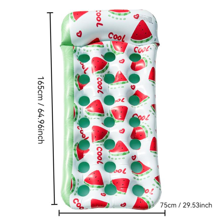 Inflatable Thickened Floating Bed Water Air Lounger, Style: Watermelon Pattern Holes