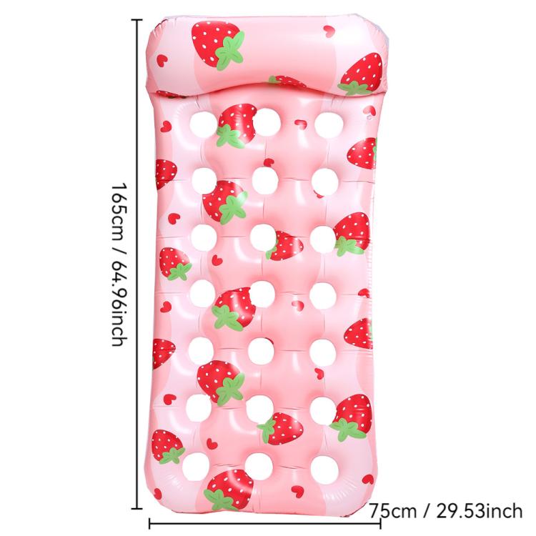 Inflatable Thickened Floating Bed Water Air Lounger, Style: Strawberry Pattern Holes