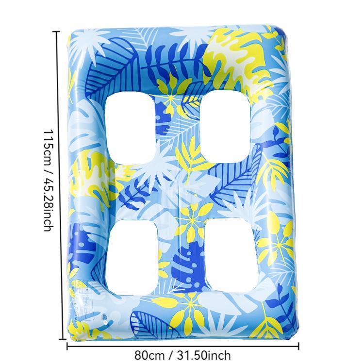Inflatable Thickened Floating Bed Water Air Lounger, Style: Blue Leaves Grid Pattern