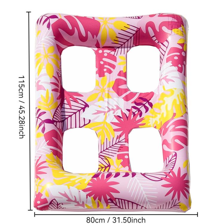 Inflatable Thickened Floating Bed Water Air Lounger, Style: Pink Leaves Grid Pattern