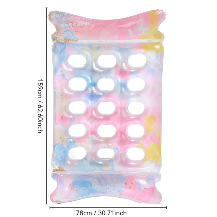 Inflatable Thickened Floating Bed Water Air Lounger, Style: Pink Butterfly Adult Size