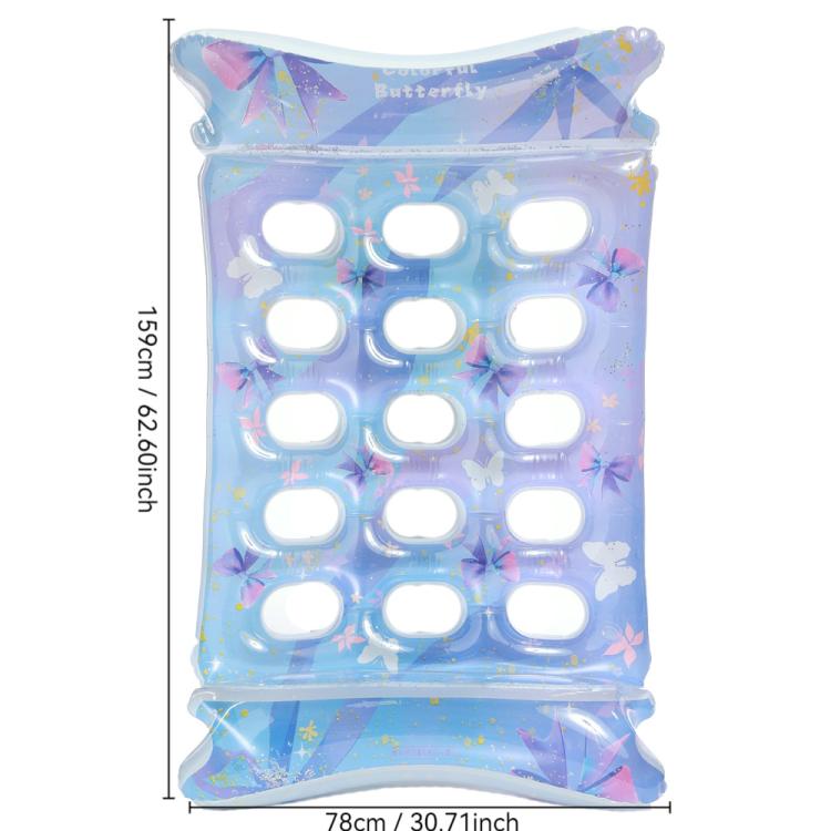 Inflatable Thickened Floating Bed Water Air Lounger, Style: Blue Bow Adult Size