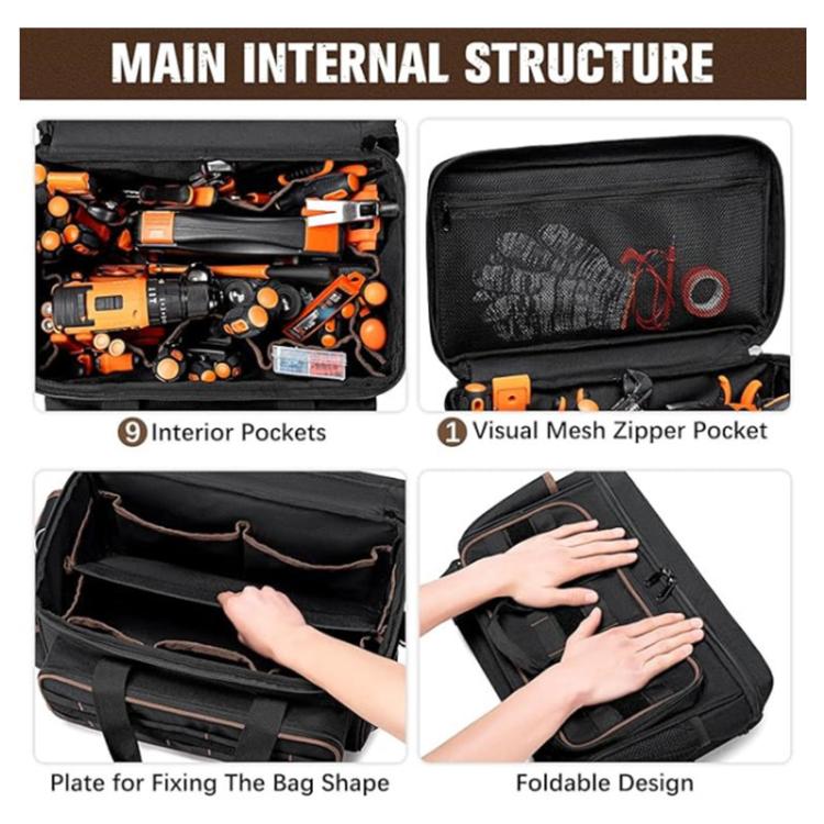 17-Inch Crossbody/Handbag Thickened Durable Tool Bag - Black