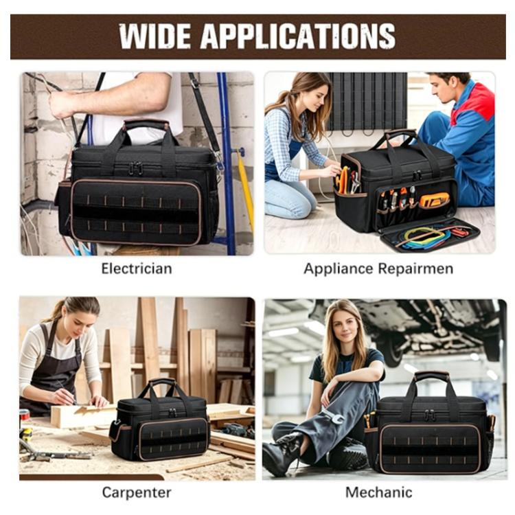 17-Inch Crossbody/Handbag Thickened Durable Tool Bag - Black