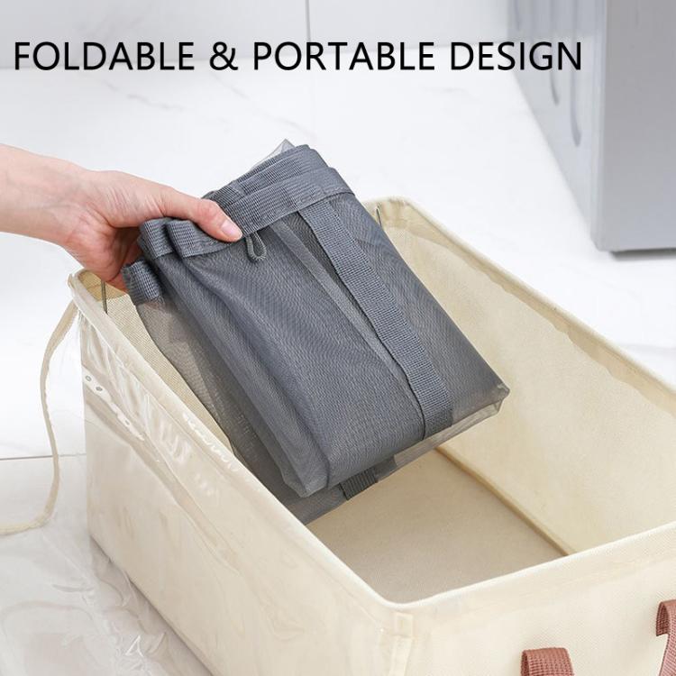 Large Mesh Laundry Basket With Handles Wall-Mounted & Foldable Dirty Clothes Hamper Portable Toy Storage Bag - Gray