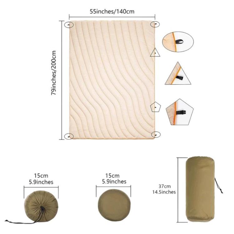 Portable Outdoor Camping Thermal Blanket Waterproof Camping Mat, Style: Beige 2-5