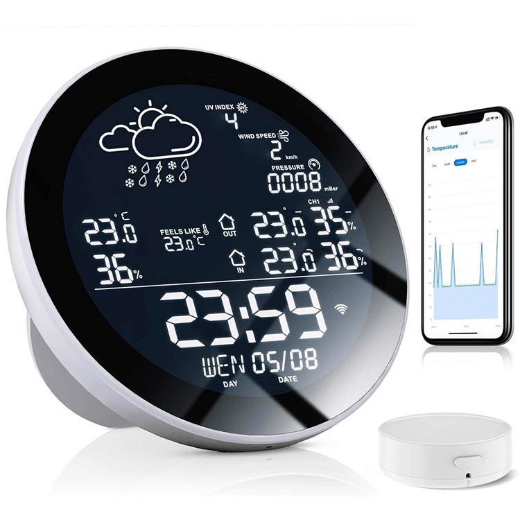 Smart WiFi Weather Station Clock Compatible With Tuya Smart Life Wireless Indoor Outdoor Thermometer Hygrometer 1-to-1