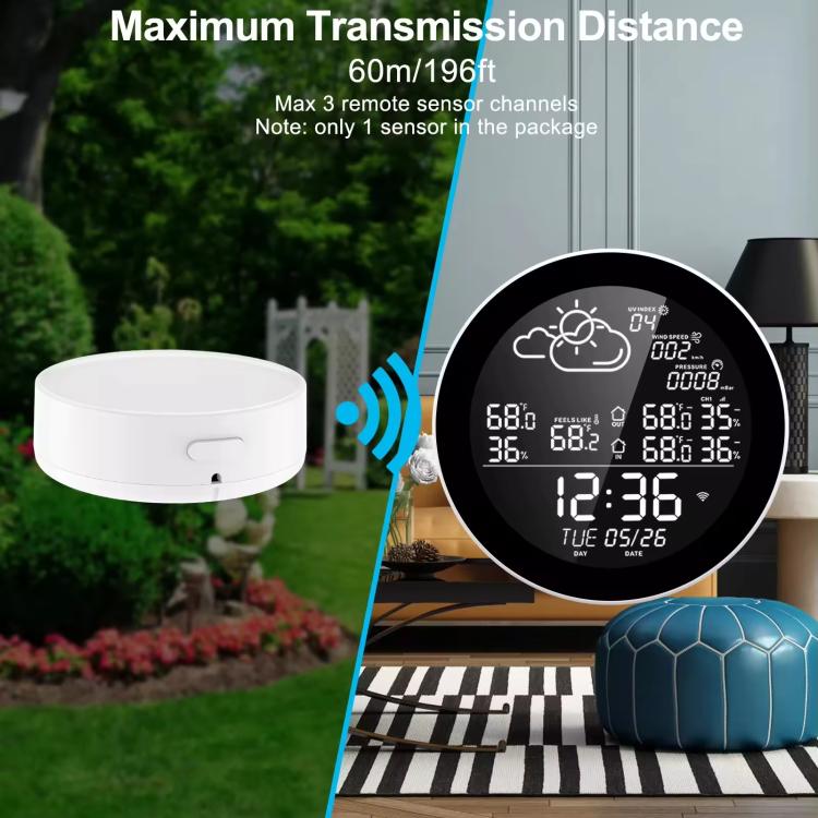 Smart WiFi Weather Station Clock Compatible With Tuya Smart Life Wireless Indoor Outdoor Thermometer Hygrometer ColorScreen 1 Sensor