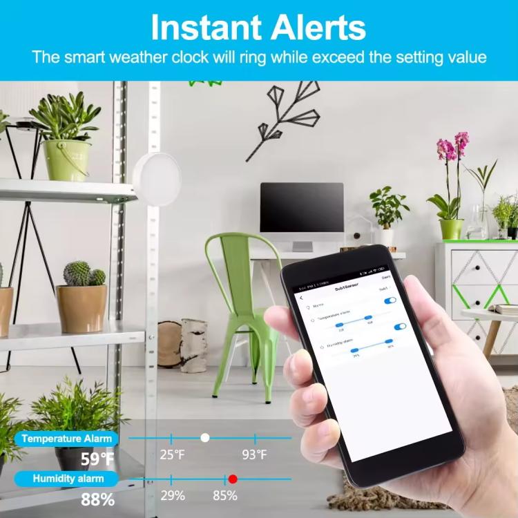 Smart WiFi Weather Station Clock Compatible With Tuya Smart Life Wireless Indoor Outdoor Thermometer Hygrometer ColorScreen 1 Sensor