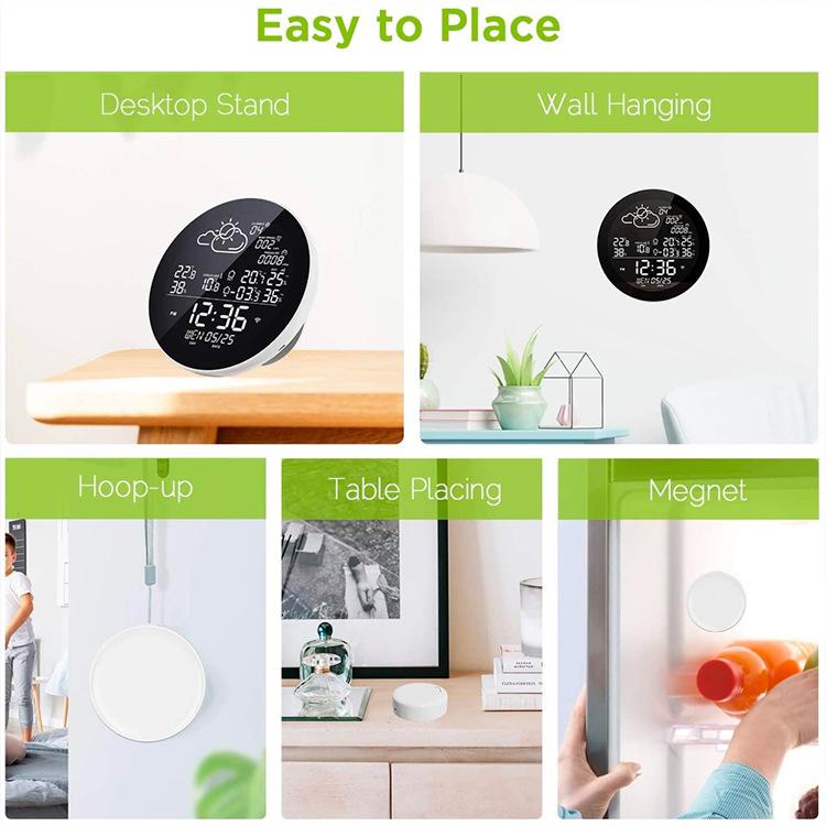 Smart WiFi Weather Station Clock Compatible With Tuya Smart Life Wireless Indoor Outdoor Thermometer Hygrometer 1-to-3