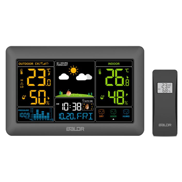 BALDR Wireless Weather Station Color Display Weather Forecaster, Barometric Pressure, Moon Phase, 12/24H
