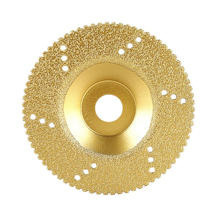 Diamond Cutting Disc Marble Brazed Cup Grinding Wheel Quartz Ceramic Tile Edge Grinding For Angle Grinder, Spec: Gold With Teeth