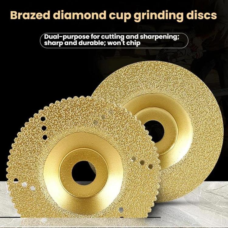Diamond Cutting Disc Marble Brazed Cup Grinding Wheel Quartz Ceramic Tile Edge Grinding For Angle Grinder, Spec: Silver With Teeth