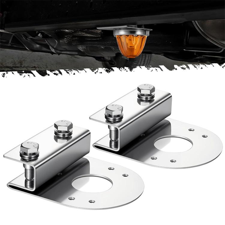 2pcs Car Stainless Steel Under Lamp Bracket Universal Clamp-On Mounting Light Holder For Trucks & Pickups, Spec: 90 Degree