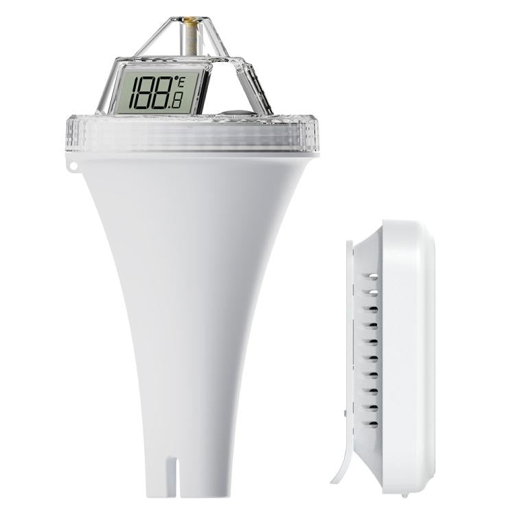 BALDR Wireless Floating Pool Thermometer With Indoor Receiver 360-Degree Triple Screen LCD Display Remote App Control - White