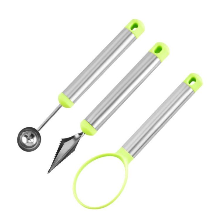 LsCook 3-Piece Set Fruit Ball Scooper Set Kitchen Carving Knife - Cardboard Packaged