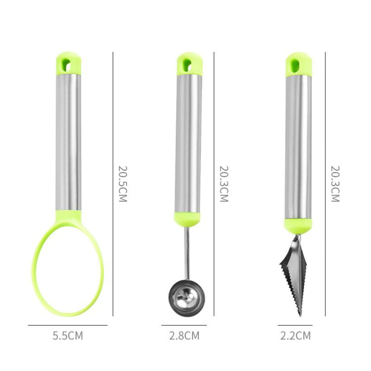 LsCook 3-Piece Set Fruit Ball Scooper Set Kitchen Carving Knife - Cardboard Packaged