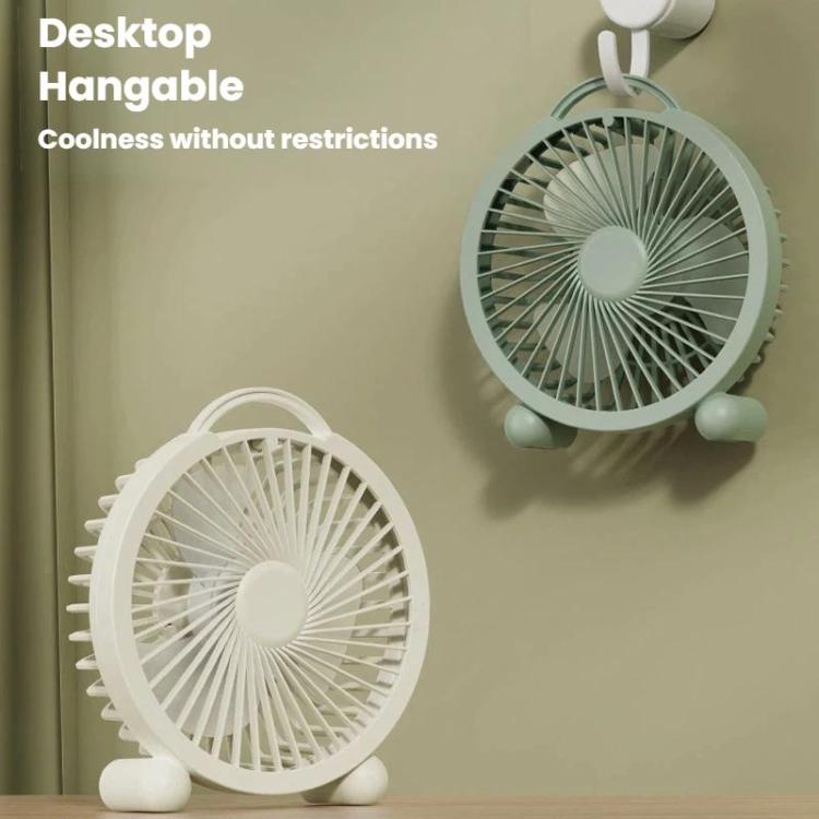 Portable Desktop Fan High-Wind Table Fan For Dormitory & Office, Spec: 6 inch Rechargeable White