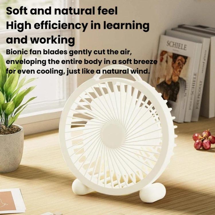 Portable Desktop Fan High-Wind Table Fan For Dormitory & Office, Spec: 6 inch Rechargeable White