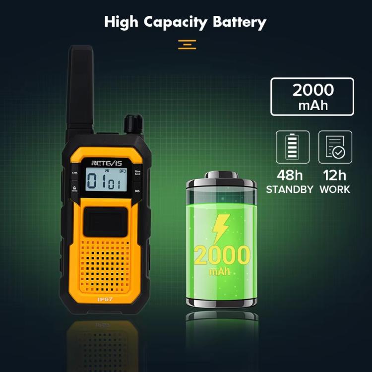 RETEVIS RB48 FRS 1pair Heavy-Duty IP67 Waterproof Dual PTT Outdoor Shock-Resistant Walkie Talkies