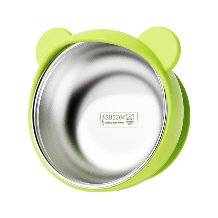 Baby Feeding Bowl with Strong Suction Base, 304 Stainless Steel Inner & Silicone Outer Shell, Spill-Proof Insulated Toddler Training Bowl