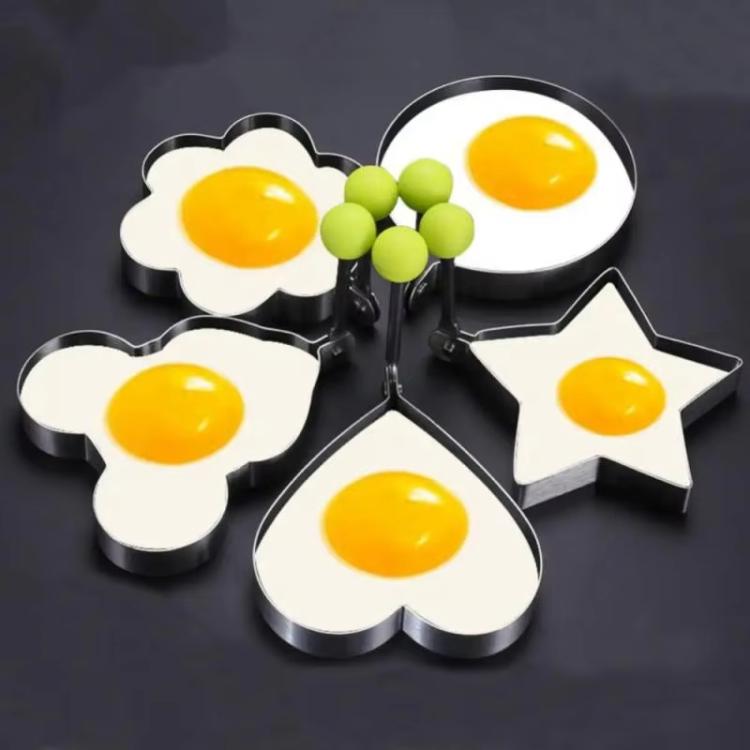 LsCook 5-Piece Set 430 Stainless Steel Egg Mold DIY Rice Ball Mold Egg Cooker