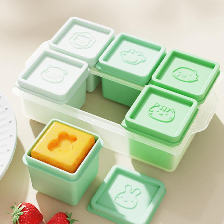 Silicone Baby Food Storage Container Ice Cube Tray 6 Individual 4oz Portions Freezer Tray with Lids